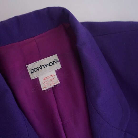 Vintage Pantman Purple 20% Wool Single Button Blazer Size 14 - Picture 11 of 12